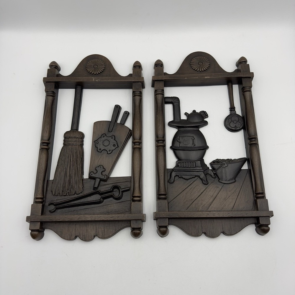 Vintage‎ 70's Homco Wall Hanging Plaques #7290 Country Living MCM Set Of 2